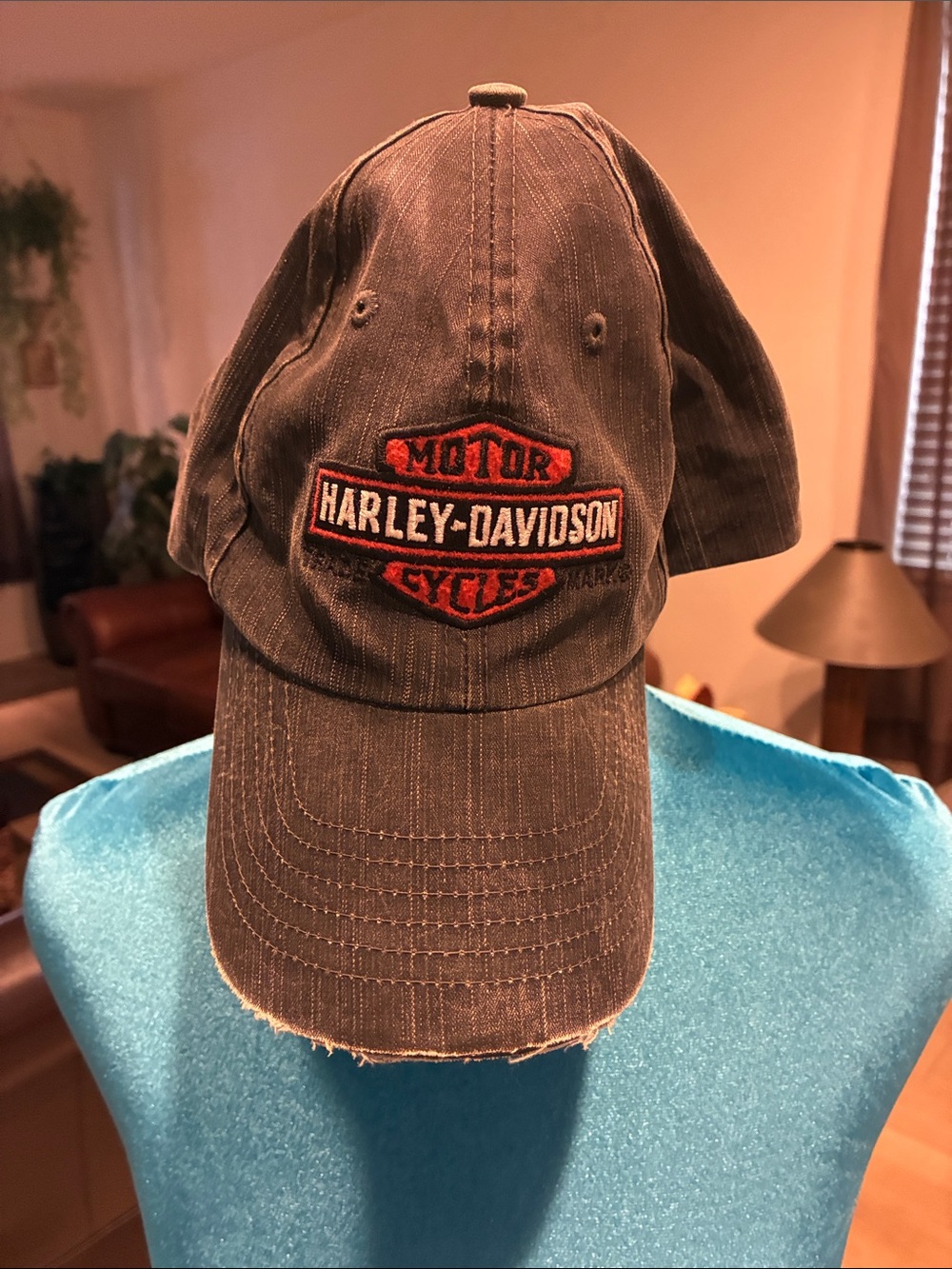 Harley-Davidson Faded Black Cap with Orange and White Patch